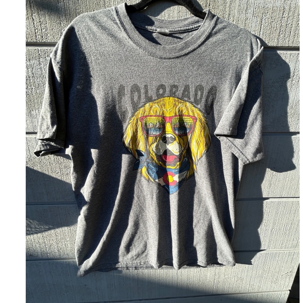 Colorado Golden Retriever Dog Graphic T-Shirt Gray Heather XL Large outdoorsy